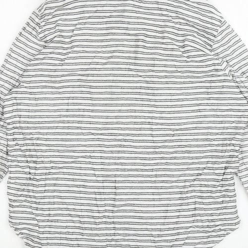 Ming Womens White Striped Polyester Basic Button-Up Size L Collared