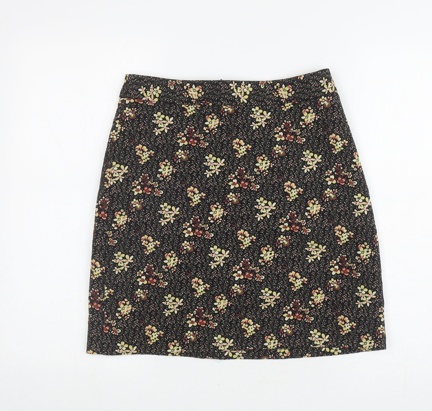 Papaya Womens Black Floral Polyester Mini Skirt Size 10 Zip