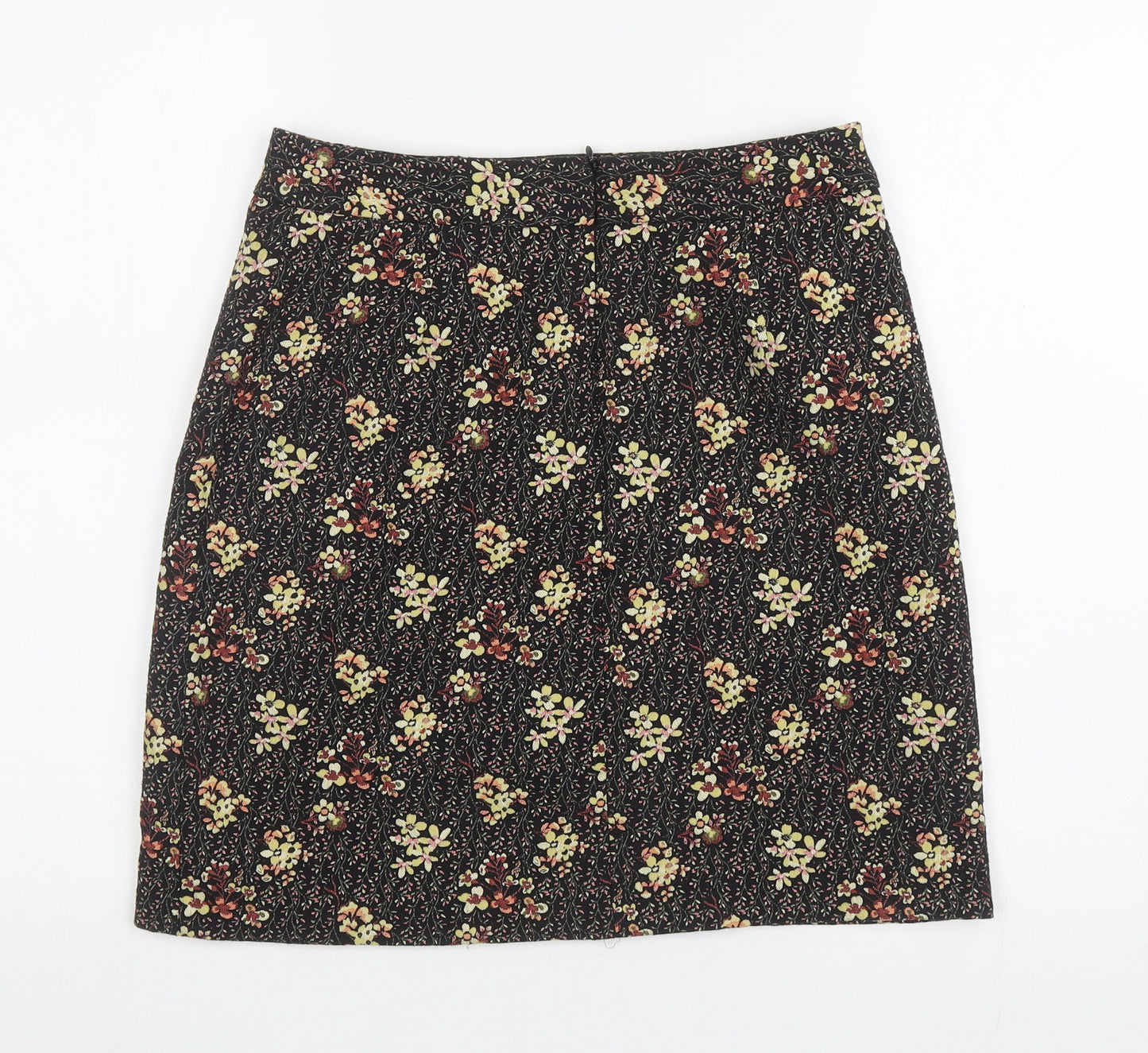 Papaya Womens Black Floral Polyester Mini Skirt Size 10 Zip