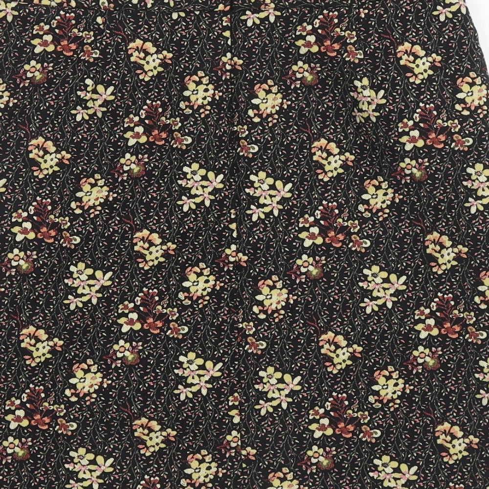 Papaya Womens Black Floral Polyester Mini Skirt Size 10 Zip