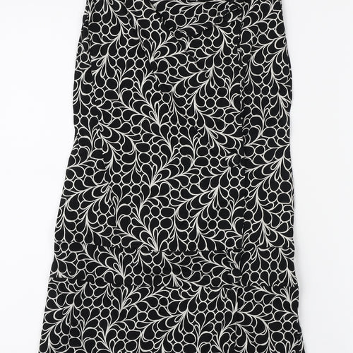 Preworn Womens Black Geometric Polyester Bodycon Size M V-Neck Pullover