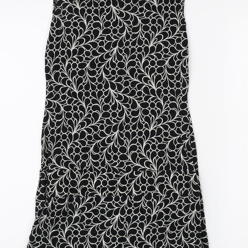 Preworn Womens Black Geometric Polyester Bodycon Size M V-Neck Pullover
