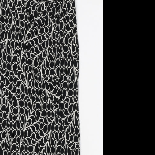 Preworn Womens Black Geometric Polyester Bodycon Size M V-Neck Pullover
