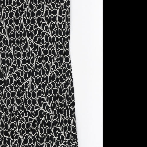 Preworn Womens Black Geometric Polyester Bodycon Size M V-Neck Pullover