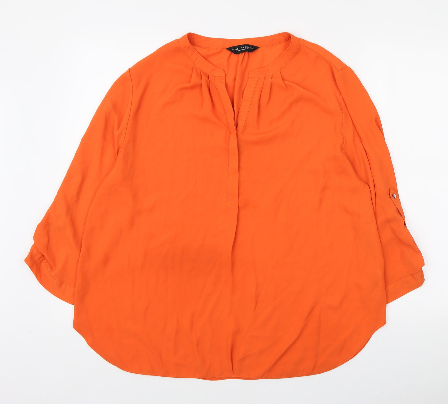 Dorothy Perkins Womens Orange Polyester Basic Blouse Size 16 V-Neck