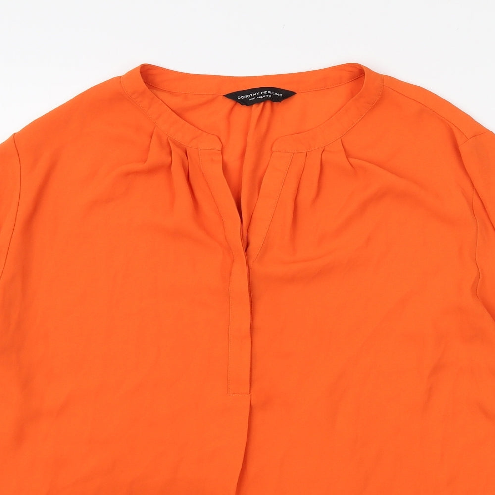 Dorothy Perkins Womens Orange Polyester Basic Blouse Size 16 V-Neck
