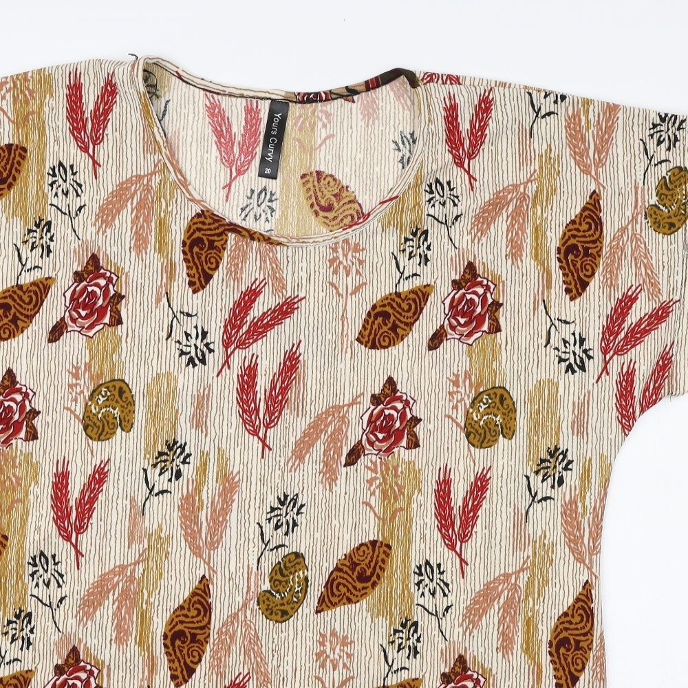 Yours Womens Multicoloured Floral Polyester Basic T-Shirt Size 20 Scoop Neck