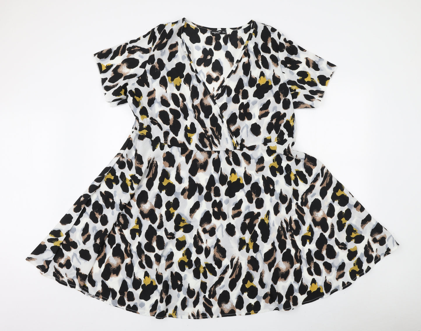 SheIn Womens Multicoloured Animal Print Polyester Basic Blouse Size XL V-Neck - Leopard Print