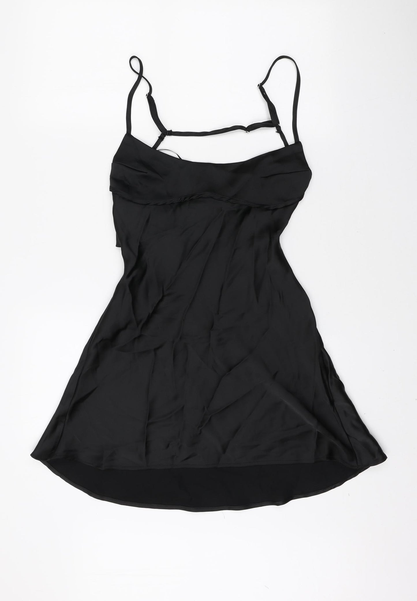 Zara Womens Black Polyester Mini Size S Scoop Neck Hook & Eye