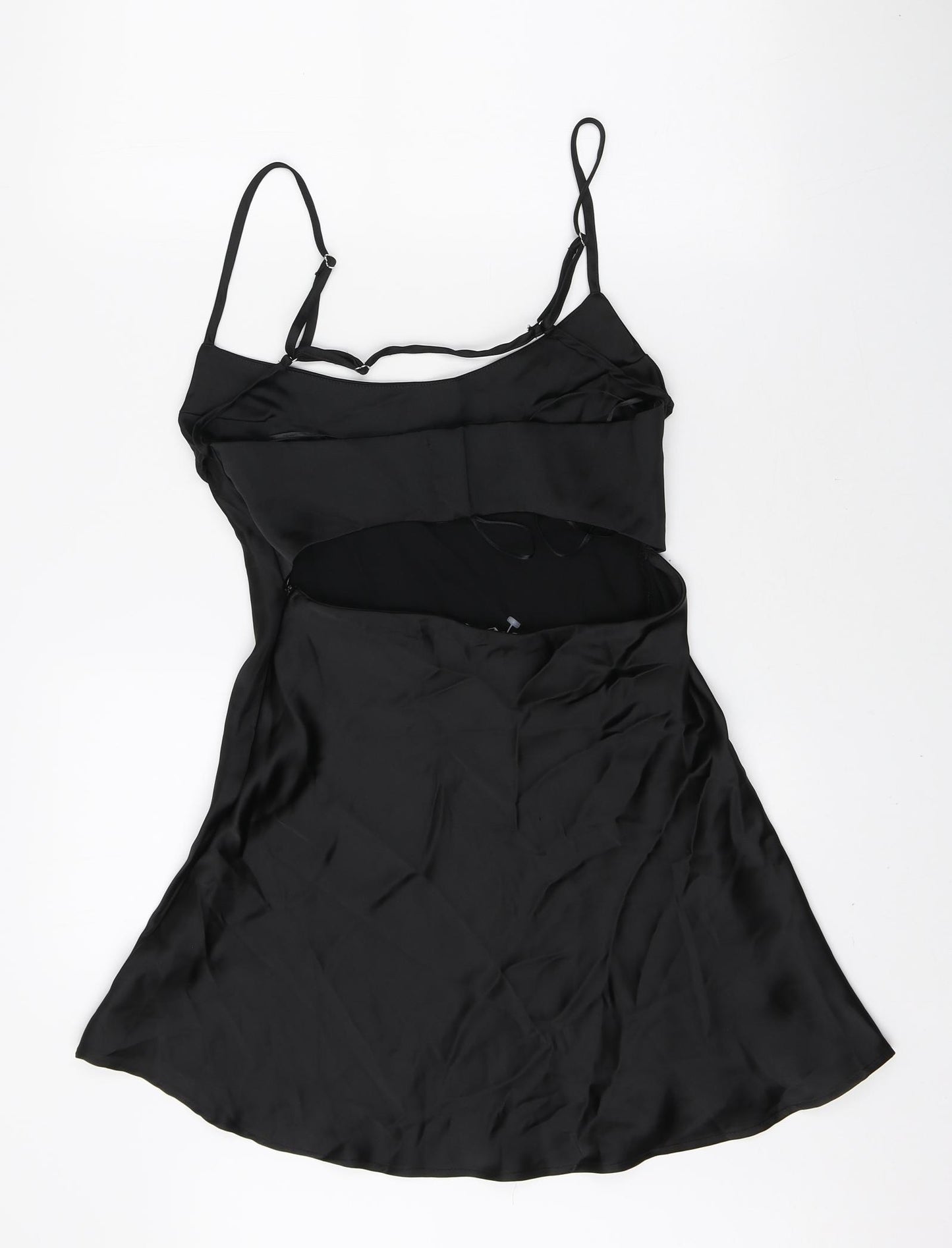 Zara Womens Black Polyester Mini Size S Scoop Neck Hook & Eye