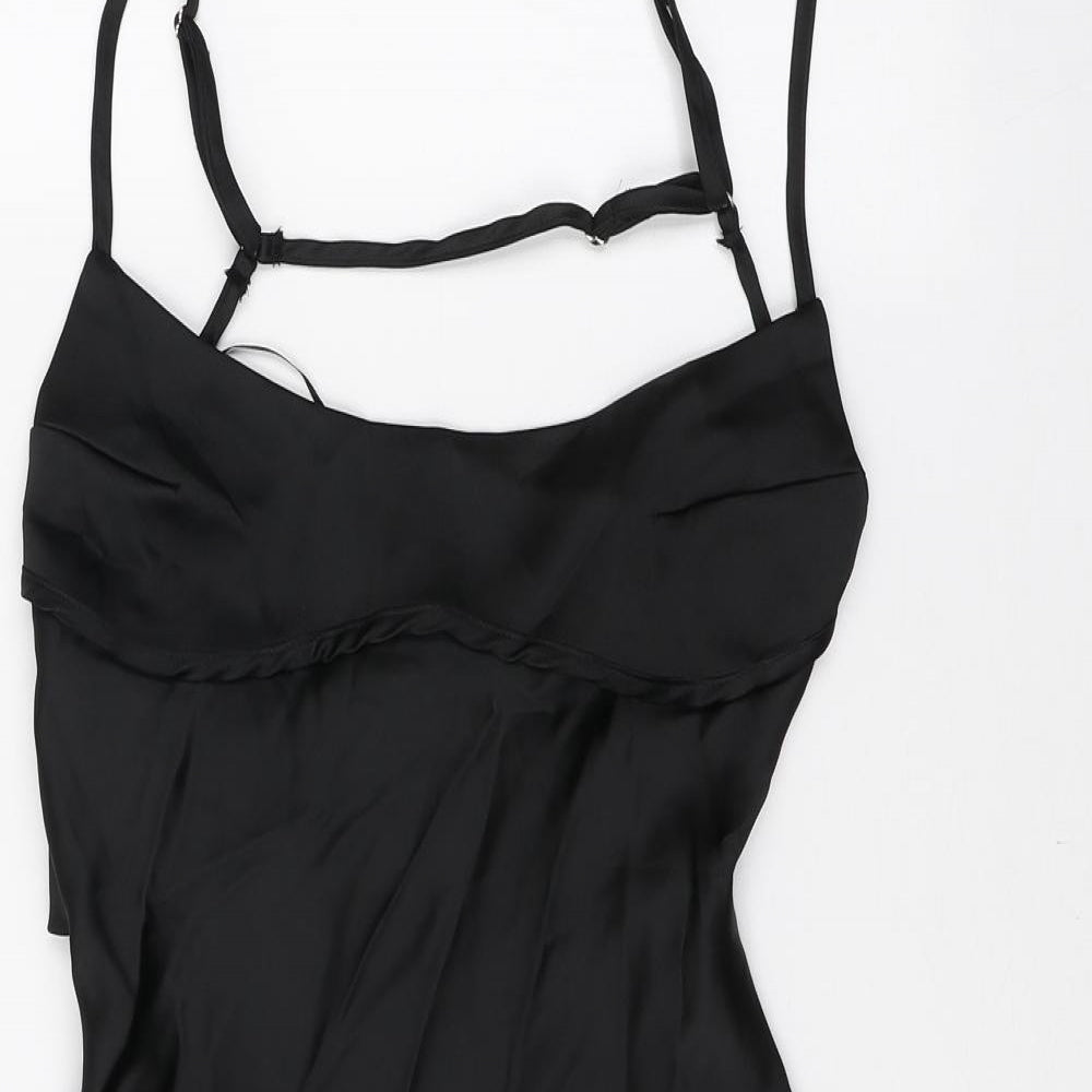 Zara Womens Black Polyester Mini Size S Scoop Neck Hook & Eye