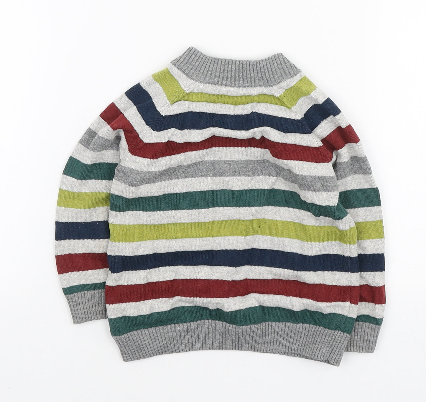 Matalan Boys Multicoloured Striped Cotton Pullover Jumper Size 12-18 Months Button