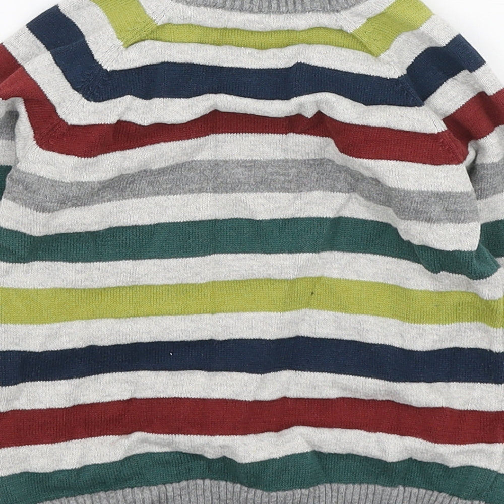 Matalan Boys Multicoloured Striped Cotton Pullover Jumper Size 12-18 Months Button