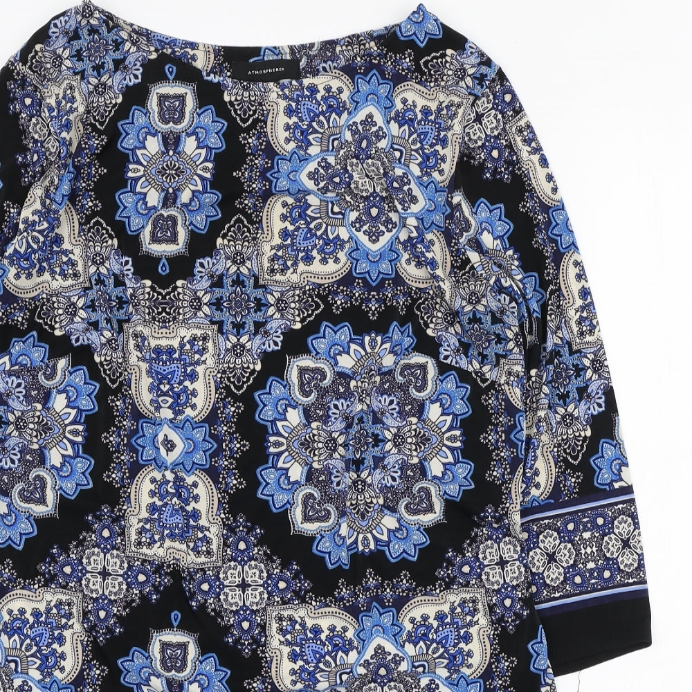 New Look Womens Multicoloured Geometric Polyester Tunic Blouse Size 18 Round Neck