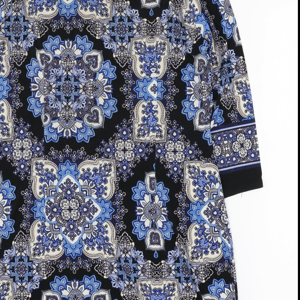 New Look Womens Multicoloured Geometric Polyester Tunic Blouse Size 18 Round Neck