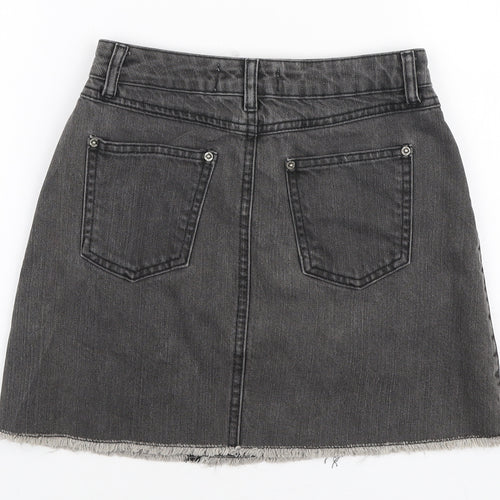 Miss Selfridge Womens Grey Cotton Mini Skirt Size 6 Zip