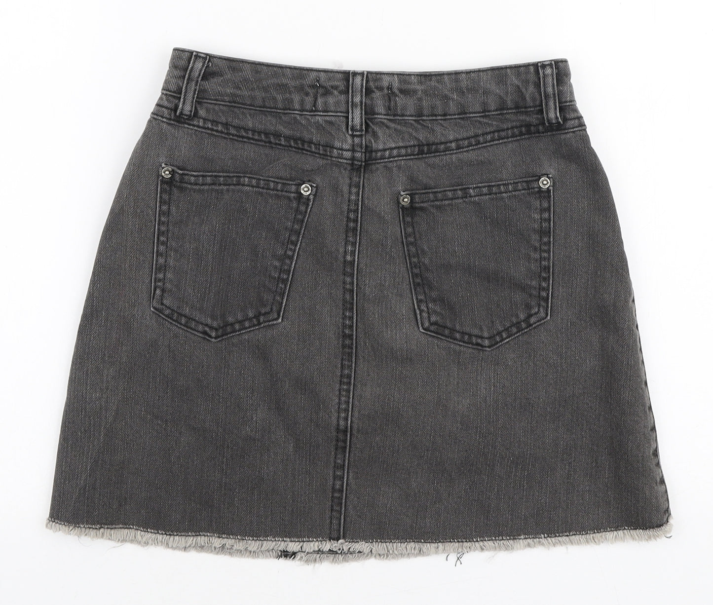 Miss Selfridge Womens Grey Cotton Mini Skirt Size 6 Zip