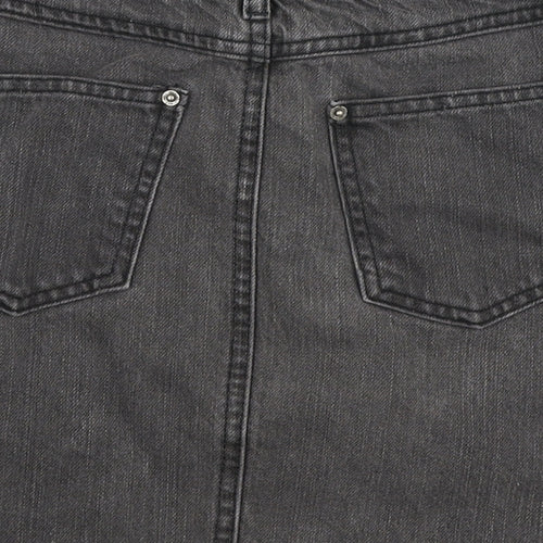Miss Selfridge Womens Grey Cotton Mini Skirt Size 6 Zip