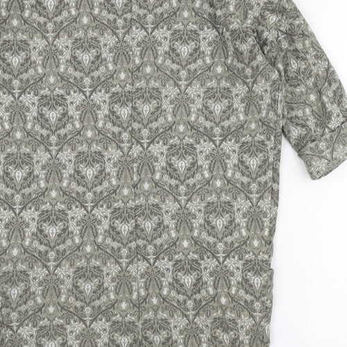 WI&CO Womens Green Geometric Cotton Tunic Blouse Size S Boat Neck