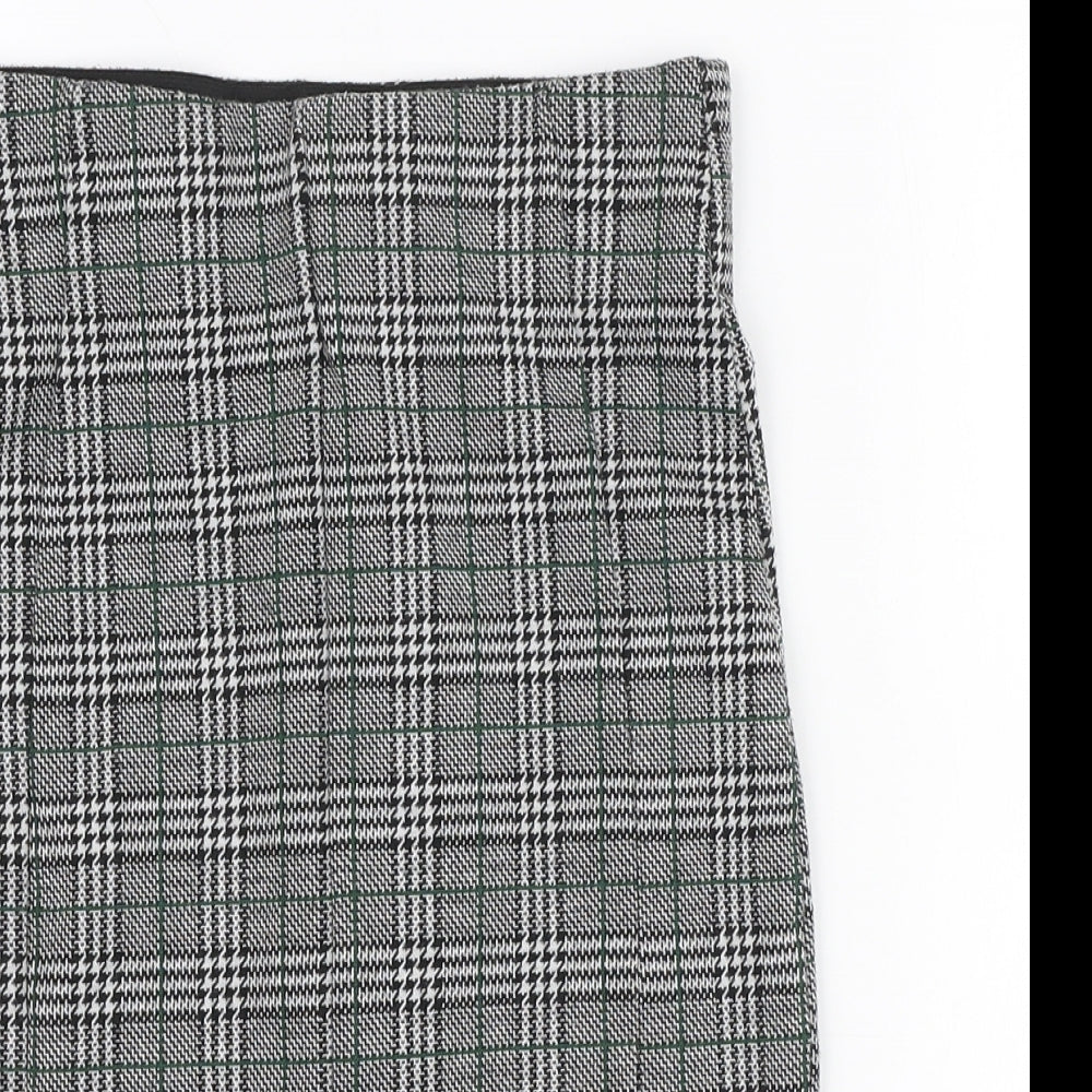 Stradivarius Womens Black Plaid Polyester Straight & Pencil Skirt Size 6
