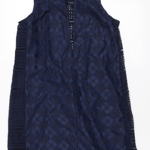 NEXT Womens Blue Polyester A-Line Size 12 Round Neck Zip