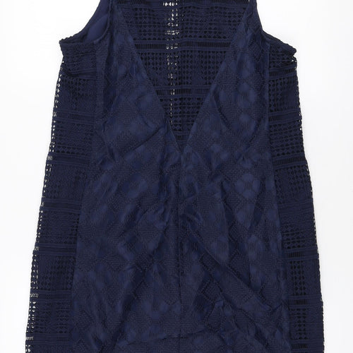 NEXT Womens Blue Polyester A-Line Size 12 Round Neck Zip