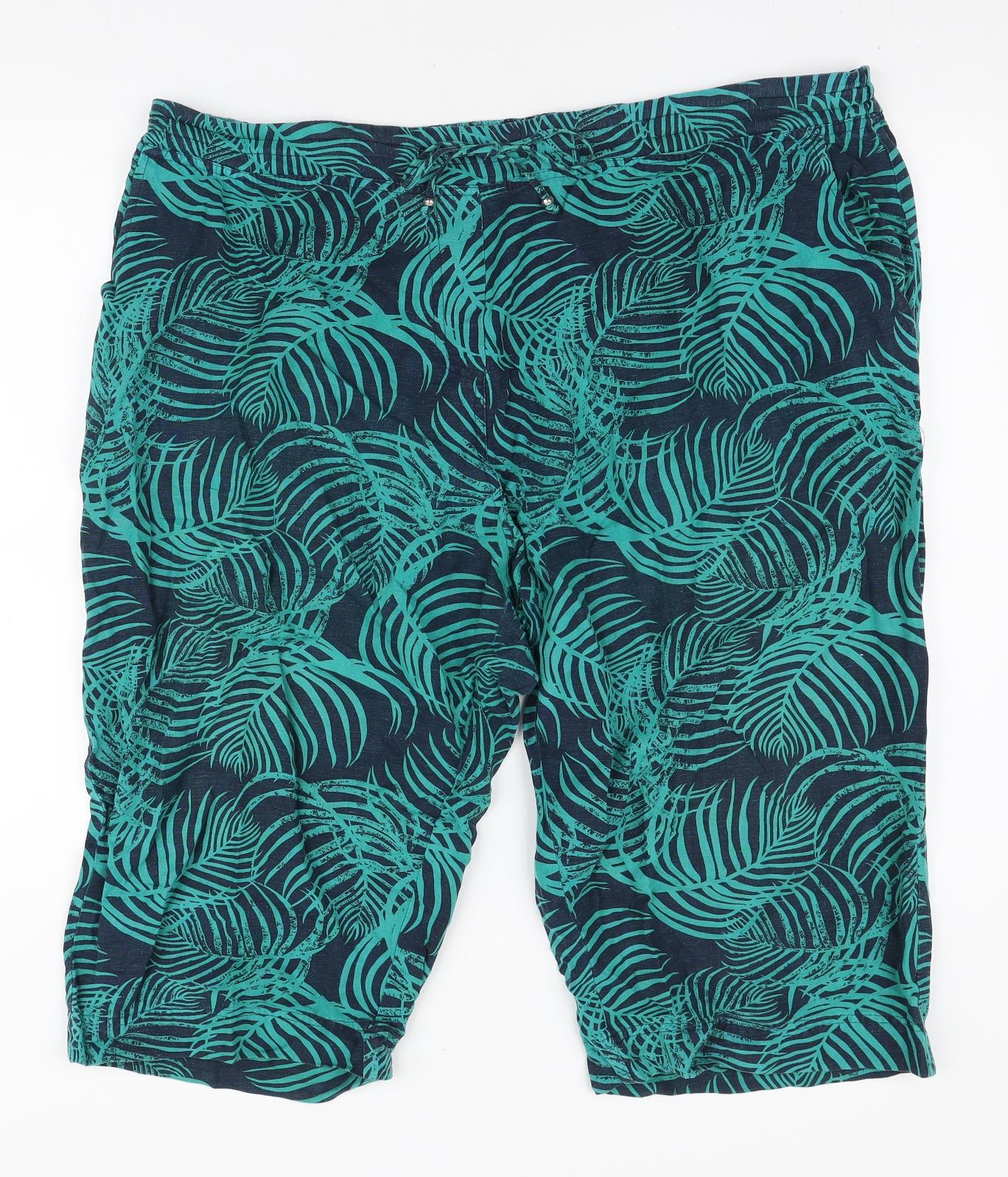 Anthology Womens Green Geometric Viscose Bermuda Shorts Size 24 L17 in Regular Tie