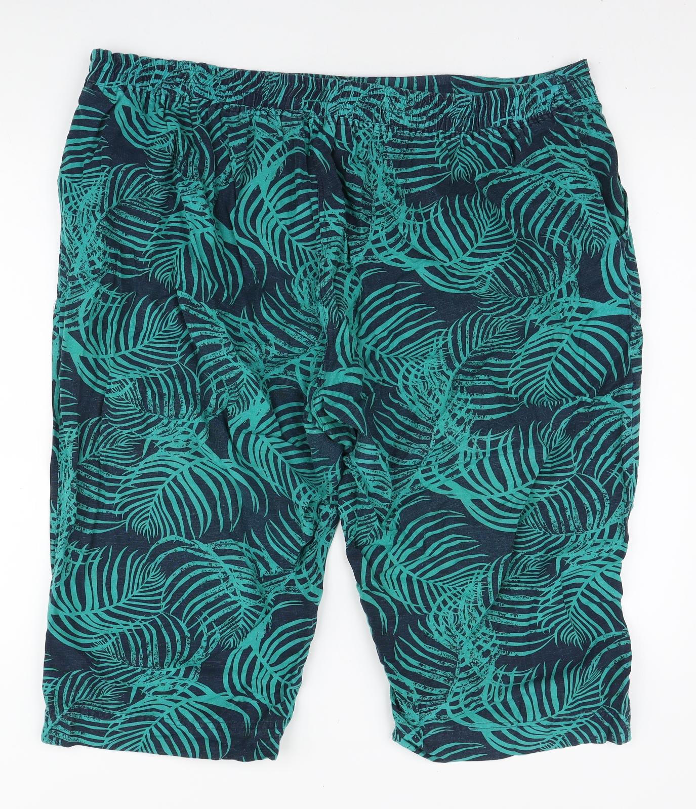Anthology Womens Green Geometric Viscose Bermuda Shorts Size 24 L17 in Regular Tie