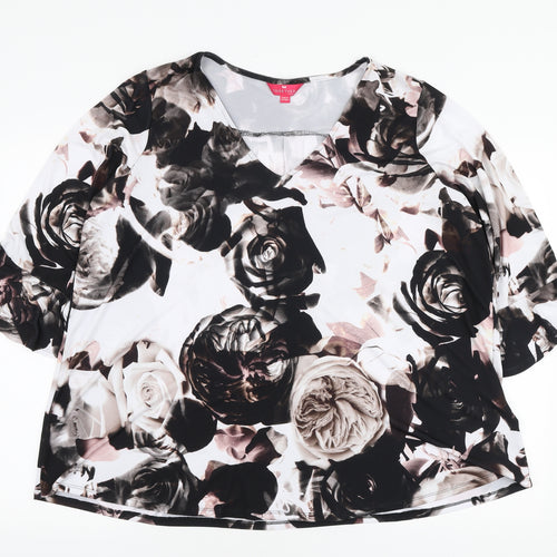 Together Womens Multicoloured Floral Polyester Basic T-Shirt Size 20 V-Neck