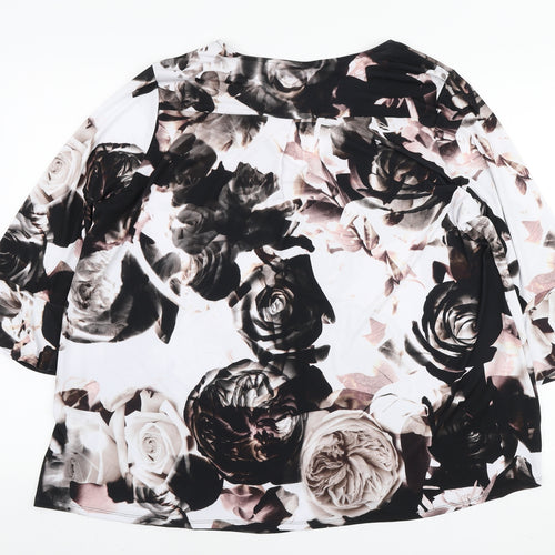 Together Womens Multicoloured Floral Polyester Basic T-Shirt Size 20 V-Neck