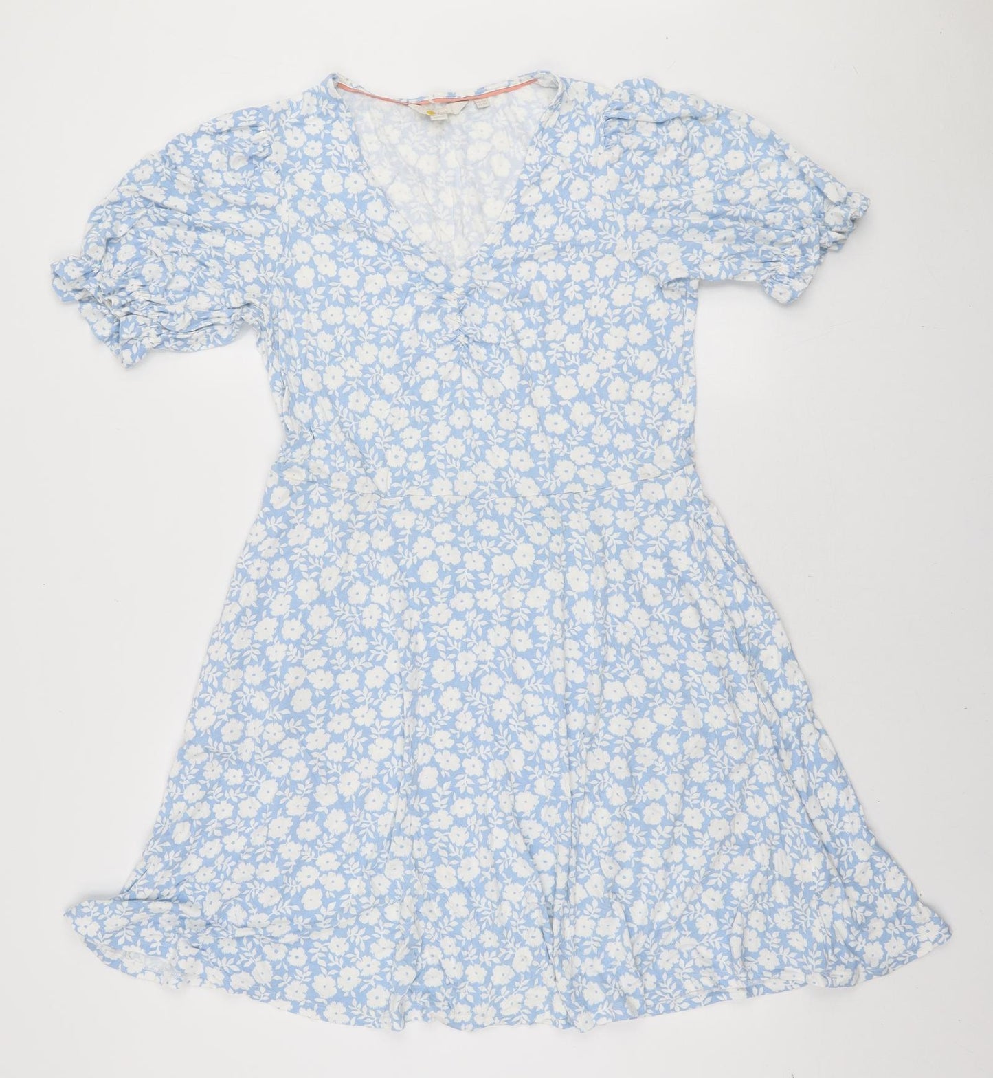 Boden Womens Blue Floral Viscose A-Line Size 14 V-Neck Pullover
