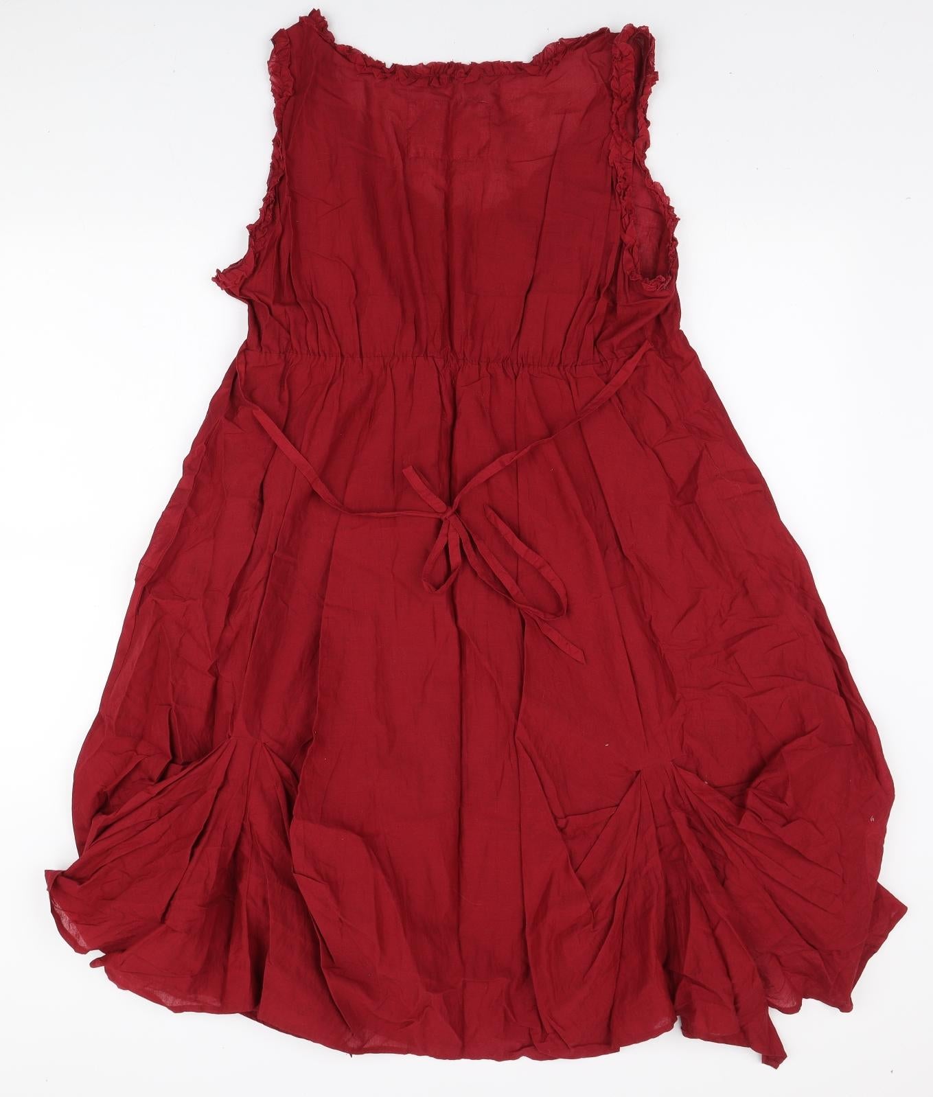RJR.John Rocha Womens Red Viscose Shift Size 16 V-Neck Button