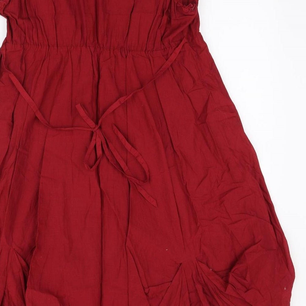RJR.John Rocha Womens Red Viscose Shift Size 16 V-Neck Button