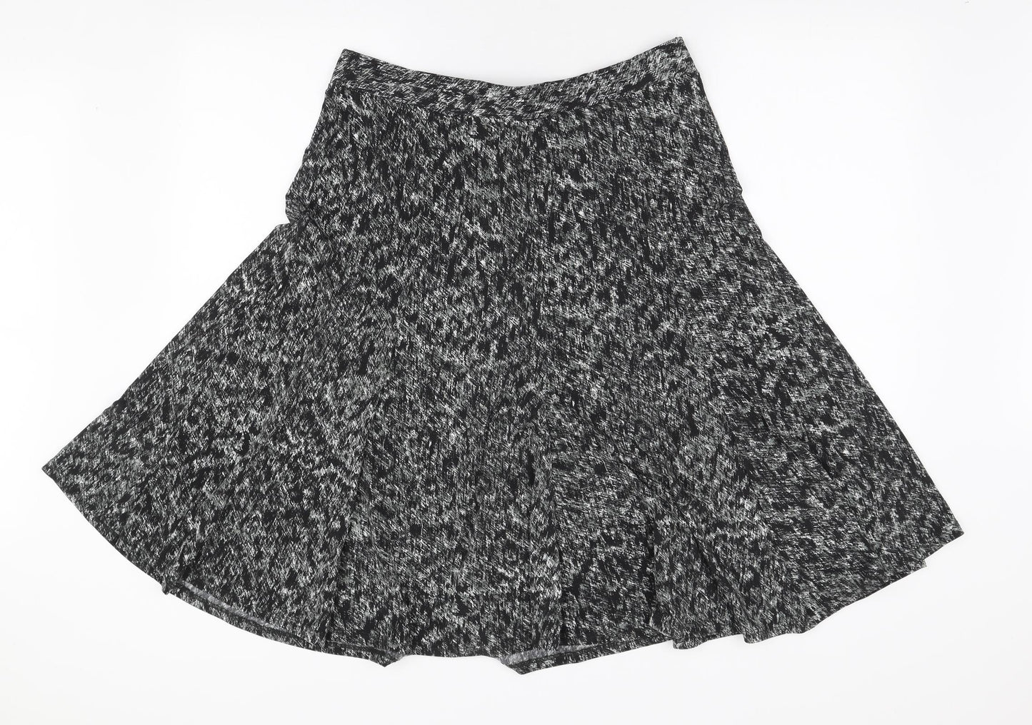 Marks and Spencer Womens Black Geometric Polyester A-Line Skirt Size 16