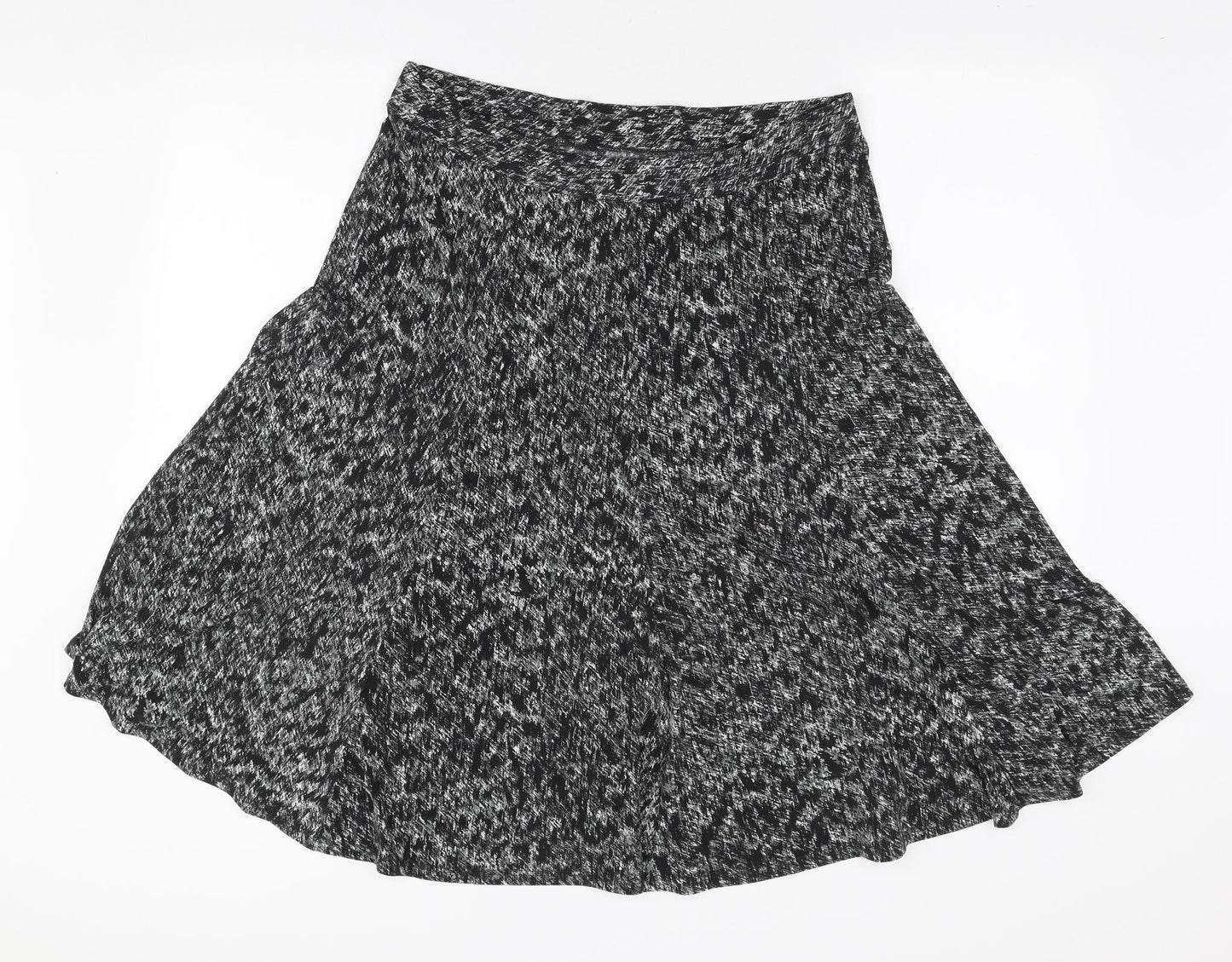 Marks and Spencer Womens Black Geometric Polyester A-Line Skirt Size 16