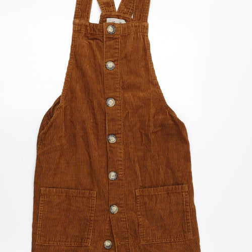 Denim & Co. Womens Brown 100% Cotton Dungaree One-Piece Size 6 Button