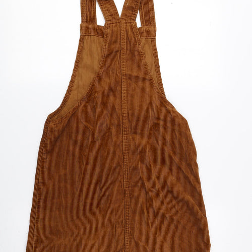 Denim & Co. Womens Brown 100% Cotton Dungaree One-Piece Size 6 Button