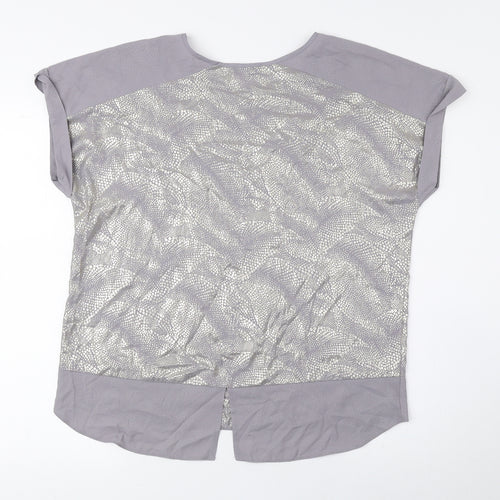 Wallis Womens Grey Animal Print Polyester Basic Blouse Size S Round Neck