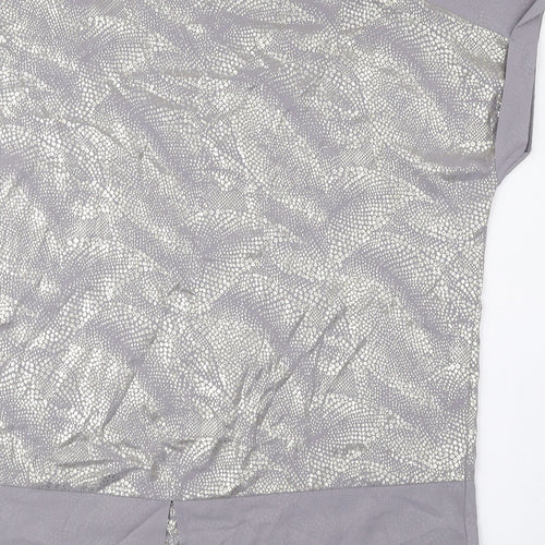 Wallis Womens Grey Animal Print Polyester Basic Blouse Size S Round Neck