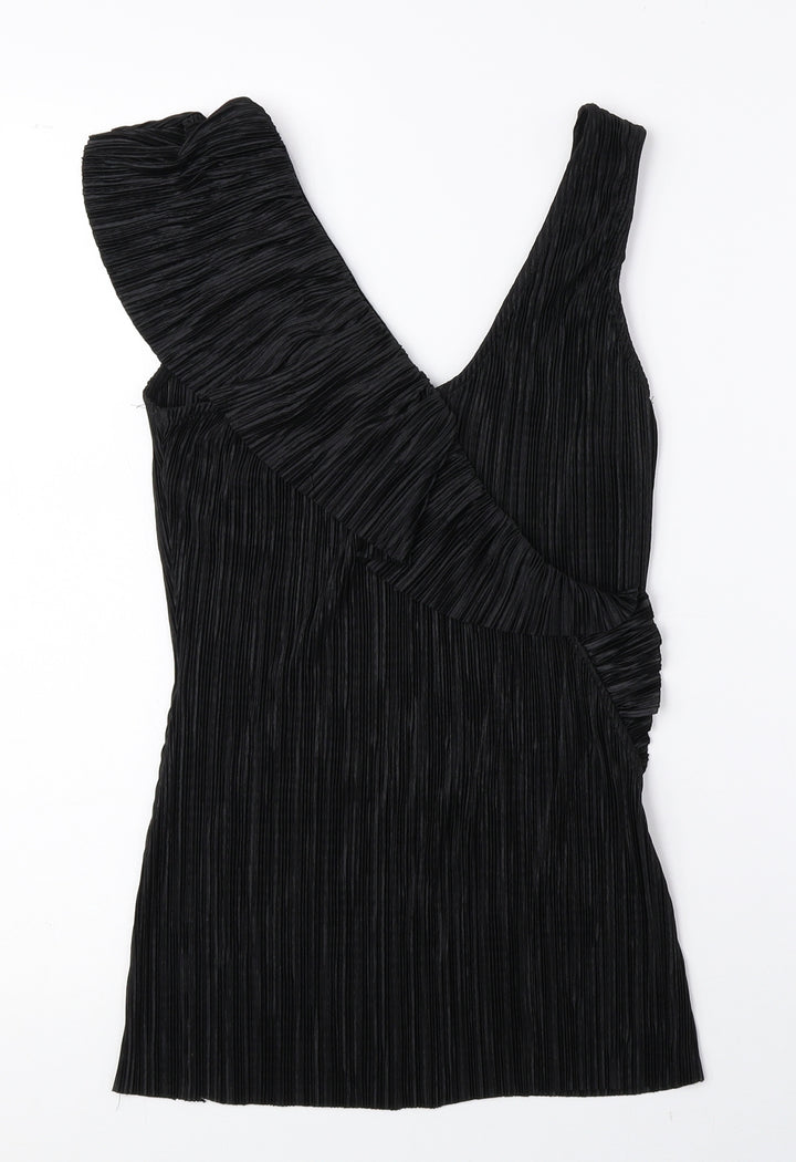 Mango Womens Black Polyester Basic Tank Size 4 Sweetheart