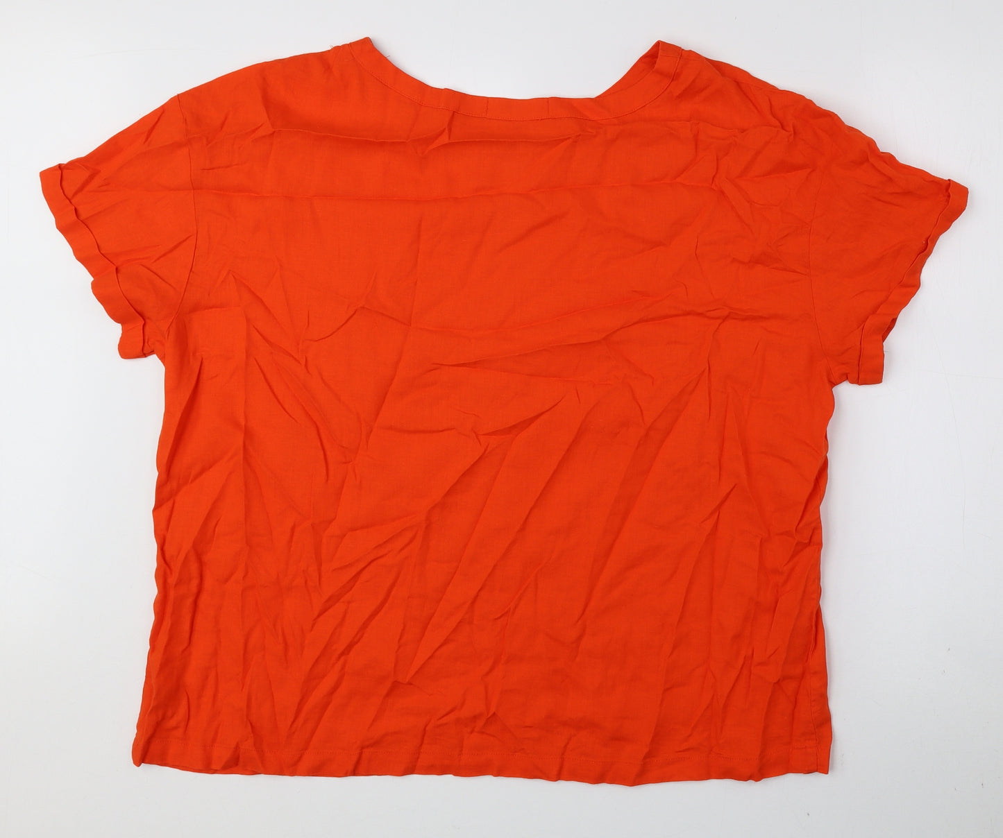 Primark Womens Orange Viscose Basic T-Shirt Size L Boat Neck