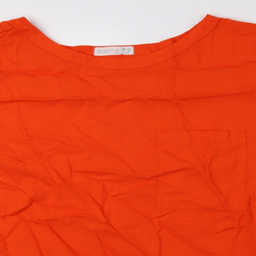 Primark Womens Orange Viscose Basic T-Shirt Size L Boat Neck