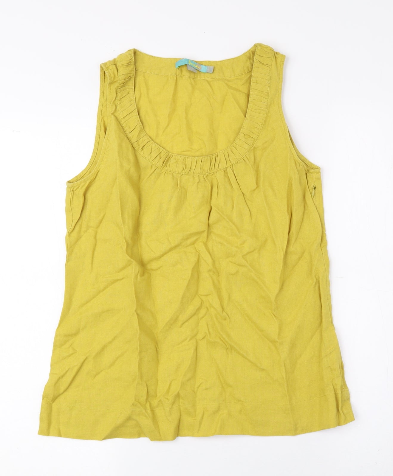 Boden Womens Yellow Linen Basic Tank Size 10 Scoop Neck