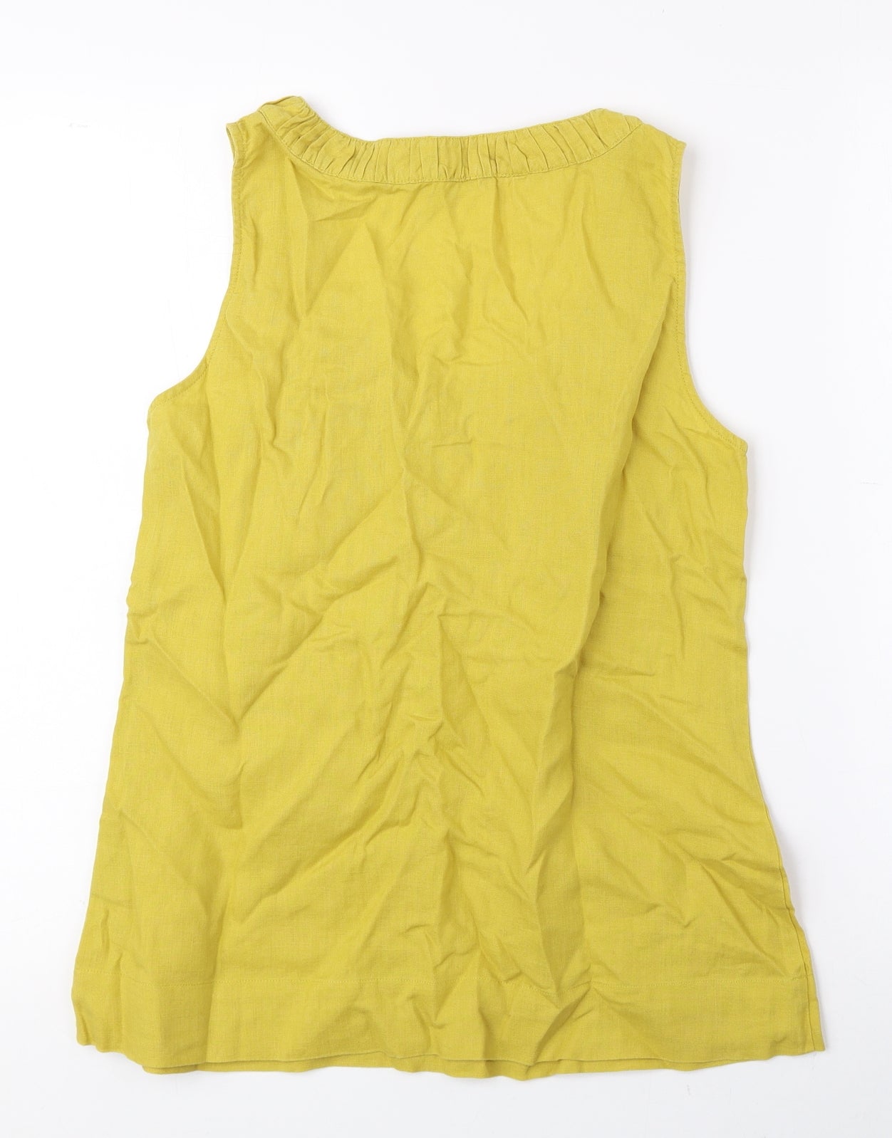 Boden Womens Yellow Linen Basic Tank Size 10 Scoop Neck