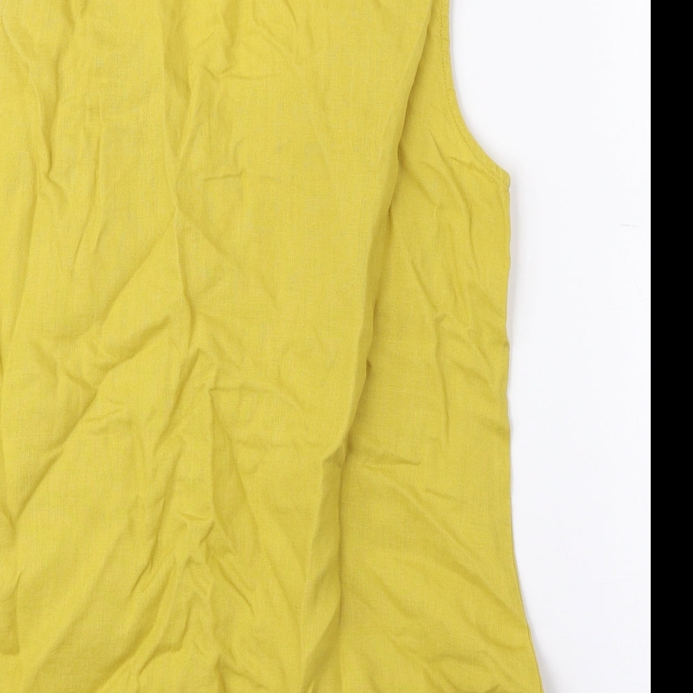 Boden Womens Yellow Linen Basic Tank Size 10 Scoop Neck
