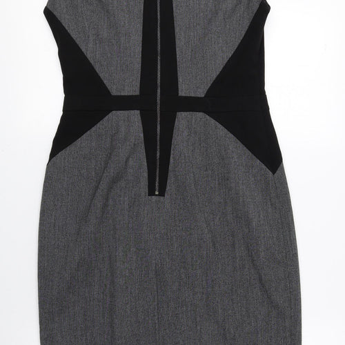 Debenhams Womens Grey Polyester A-Line Size 10 Round Neck Zip