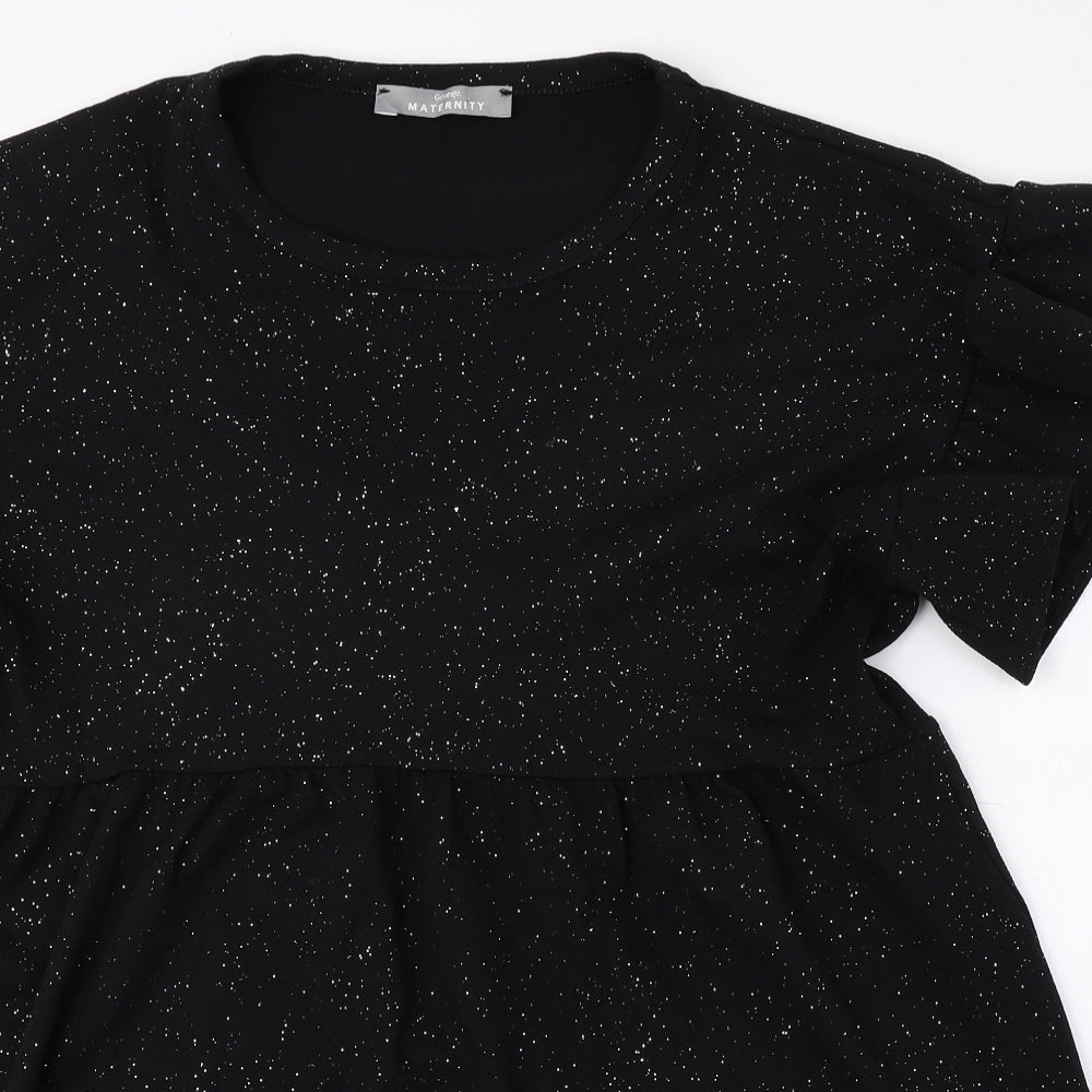 George Womens Black Polyamide Basic Blouse Size 14 Round Neck