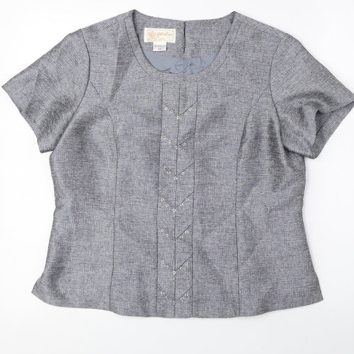 Golden Crown Womens Grey Polyester Basic T-Shirt Size 14 Scoop Neck