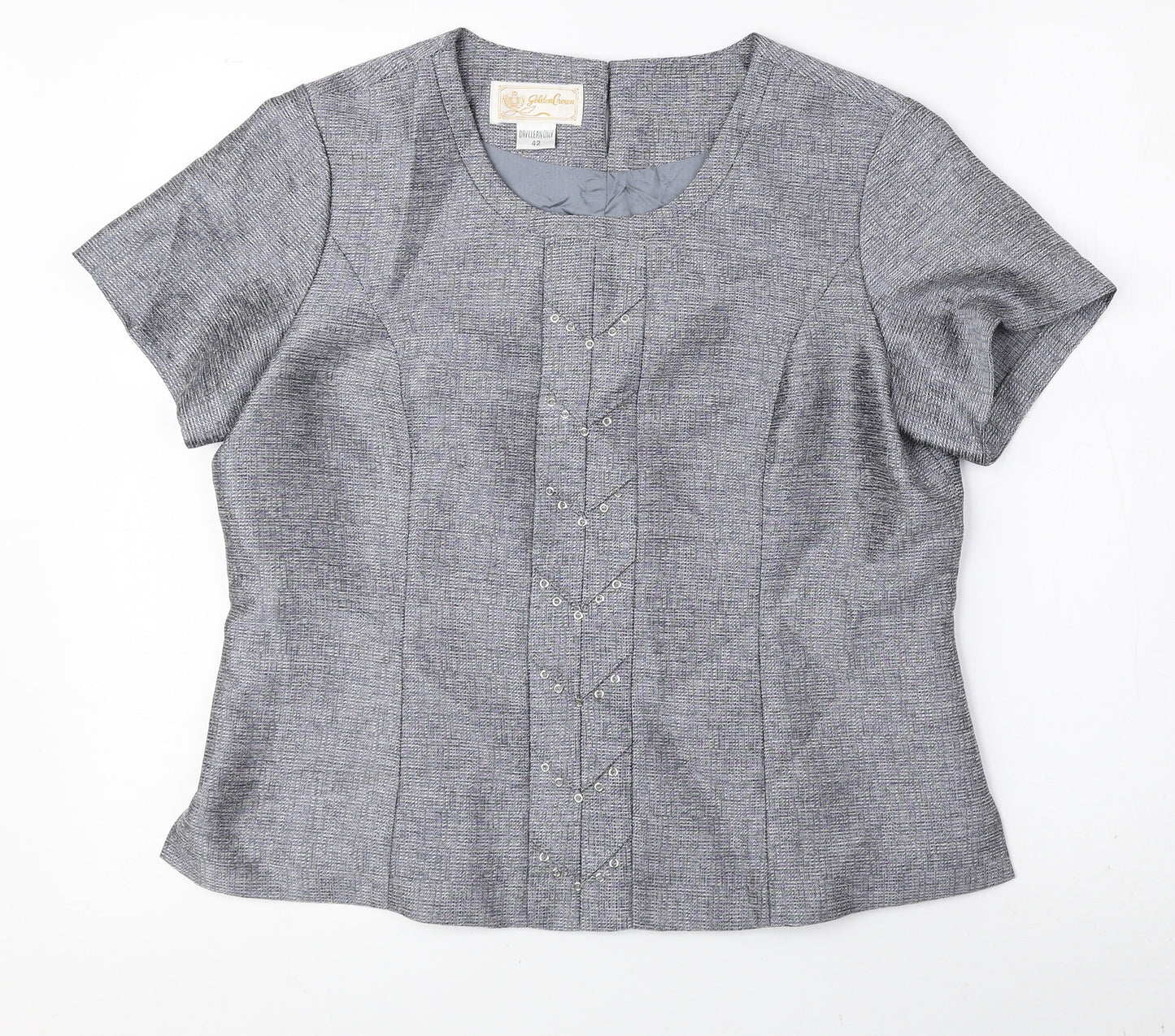 Golden Crown Womens Grey Polyester Basic T-Shirt Size 14 Scoop Neck