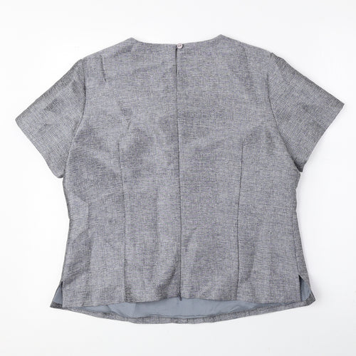 Golden Crown Womens Grey Polyester Basic T-Shirt Size 14 Scoop Neck